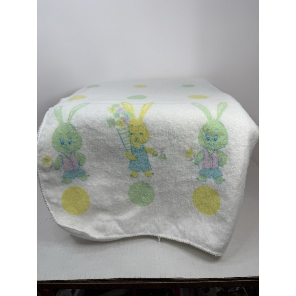 Vintage Baby Receiving Blanket Bunny Woolworth's Pata Cake Comfort 26x34"
